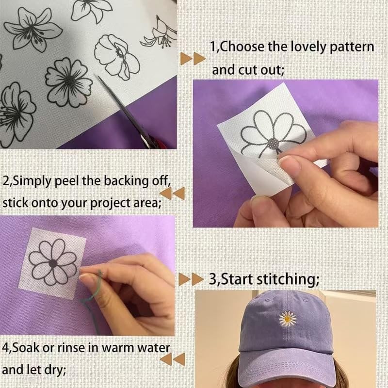 Embroidery Sheet, Water-Soluble Sheets for Embroidery, A4 Paper, 2 Sheets,
