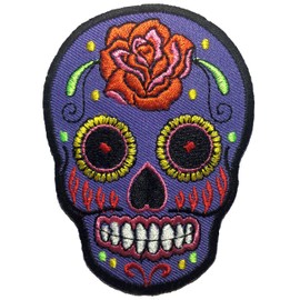 Papapatch Mexican Sugar Skull Tattoo Dead Head Biker DIY Embroidered Applique Sew on Iron on Patch - Purple (IRON-MEXI-01-PP)