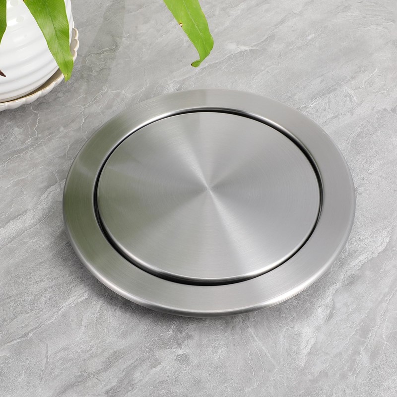 Generic Trash Can Lid: Embedded Countertop Built-in Trash Chute Round
