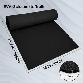 ZHUORUE EVA Cosplay Foam Sheets - 2mm Thick Black 33 x 200cm Roll of Craft Foam Sheets, High Density 86kg/m3 for Cosplay Modeling, DIY Projects, Crafts