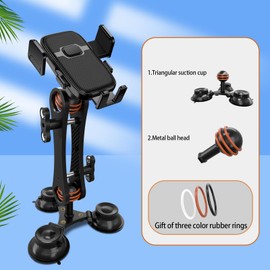 Triple Suction Cup Base Mount with 1" Ball,Compatible with RAM Mounts and Xsaacsm Any B Size 25mm/1 Inch Ball Double Socket Arm,Window Suction Cup Holder for Car. (Triple Suction Cup)
