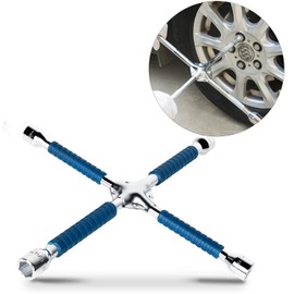 ETERNA Professional 16" Four Way Lug Wrench, Anti-slip Design Cross Wrench, Heavy Duty Lug Nut Wrench, Carbon Steel Socket Spanner, Universal Car Tire Wheel Repair Tool