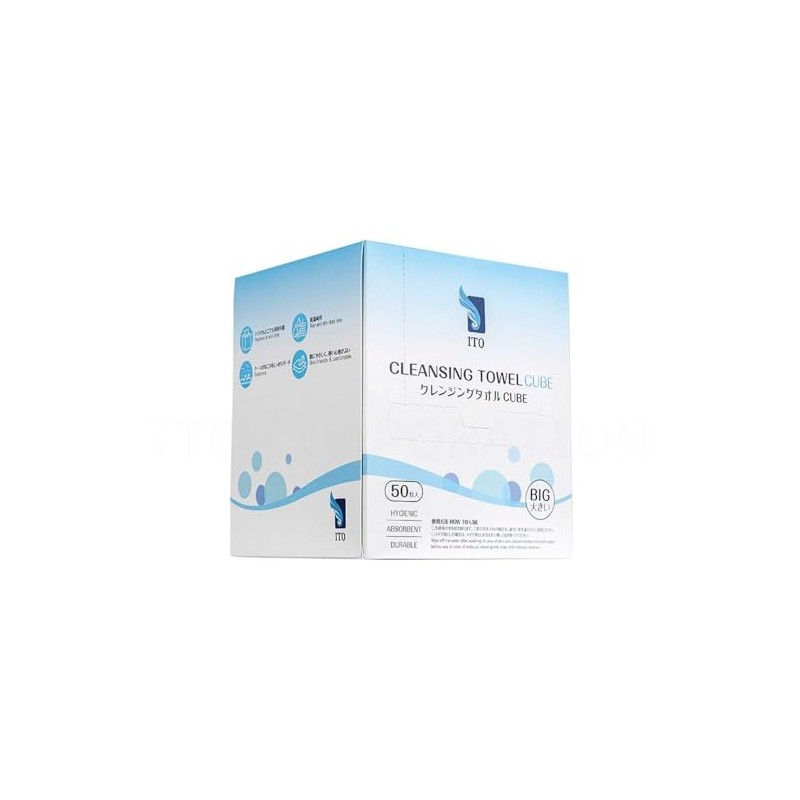 ITO クレンジングタオル CUBE 50枚入 より大判 XXLサイズ フェイシャルタオル ふわふわ厚手 OEKO-TEX®認証 赤ちゃんにも優しい
