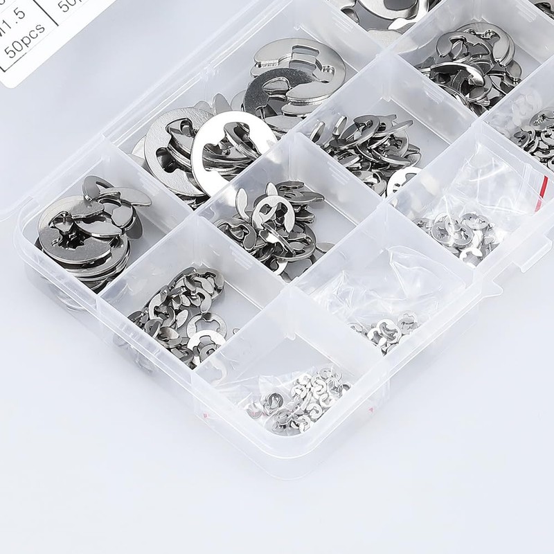 Glvaner E-Shape Snap Ring Circlip Kit Snap Ring Removal E-Ring