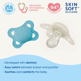 MAM MAM Original Matte Baby Pacifier, Nipple Shape Helps Promote Healthy Oral Development, BPA-Free Silicone Nipple, Best for Breastfed Babies, Easy to Clean, 0-6 Months, 4 Count, Boy