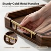 Wooden Serving Tray with Metal Handles, Acacia Wood Rectangular Decorative