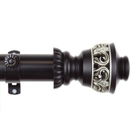 A&F Rod Decor - Filagree Curtain Rod Set 66-115 inch, 1.5" OD - Black