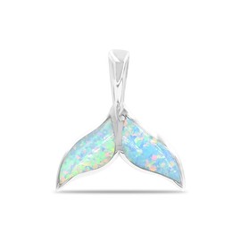 Starborn Cultured Opal Whale Tail Pendant in Sterling Silver - Small