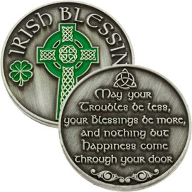 Irish Blessing Coin Happiness with Celtic Cross (Single Coin)