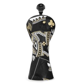 BAIRBRE Golf Head Covers,Black Poker Diamond King 3 Wood Headcover Golf Driver Cover Fariway Wood Headcover Hybrid Head Covers Golf Club Covers for Most Brand (for Hybrid)