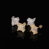 TOPGRILLZ 925 Sterling Silver Square Screw Stud Earrings 14K Gold