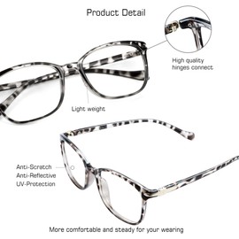 VisionGlobal Blue Light Blocking Glasses for Women/Men, Anti Eyestrain, Computer Reading, TV Glasses, Stylish Square Frame, Anti Glare(Leopard,+3.50 Magnification)