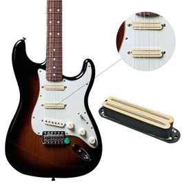 Phrilam Pro ST MA Alnico 5 Dual Single Coil Sized Mini Humbucker Pickup 9.1K Super Distortion for Strat Style Electric Guitar, Cream Body Chrome Rail