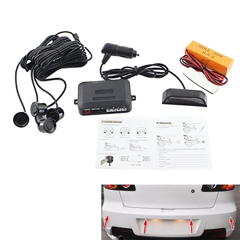 MASO Wireless Car Reverse Radar with 4 Sensor Kit, DC