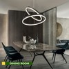 Benkut 2-Rings Modern LED Chandelier Black for Dining Room, Circular
