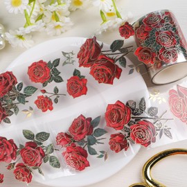 Sitsink Rose Flower Scrapbook Supplies - Vintage Red Flower Junk Journal Supplies, Floral Srapbooking Tapes Art Crafts Decorative