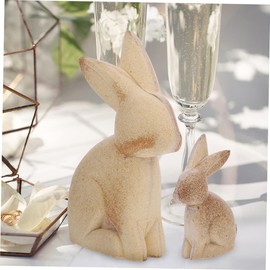 Operitacx 4pcs Unfinished Wooden Bunny Figurines DIY Rabbit Sculpture Craft Decor Handmade Accessories