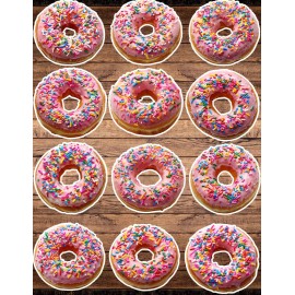 Unbranded Pink Sprinkle Donut Die Cut Vinyl Stickers Set Scrapbooking Laptop Waterbottle
