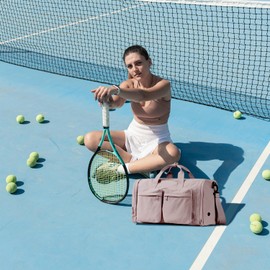 aji Sports Gym Bag Travel Duffel Bag Foldable Overnight Weekend Bags with Shoes Compartment for Men Women, Lightweight Hospital Bag Water Resistant Holdall Bag Cabin Bag for Sports and Travel (Pink)