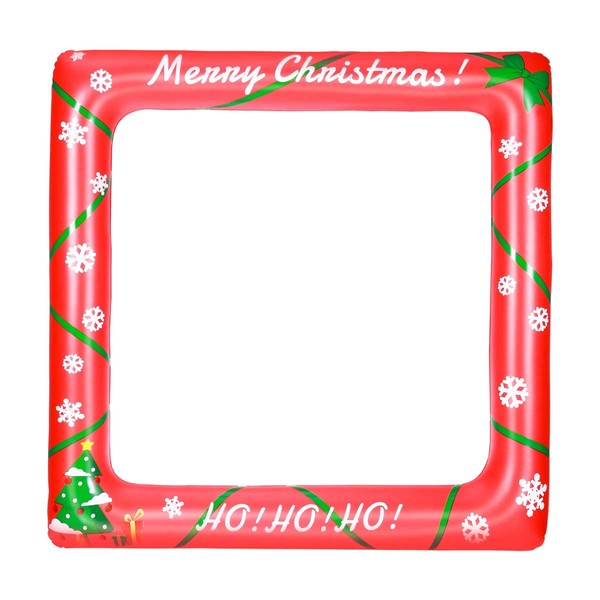 LASLU Merry Christmas Inflatable Selfie Photobooth Frame Red and Green,