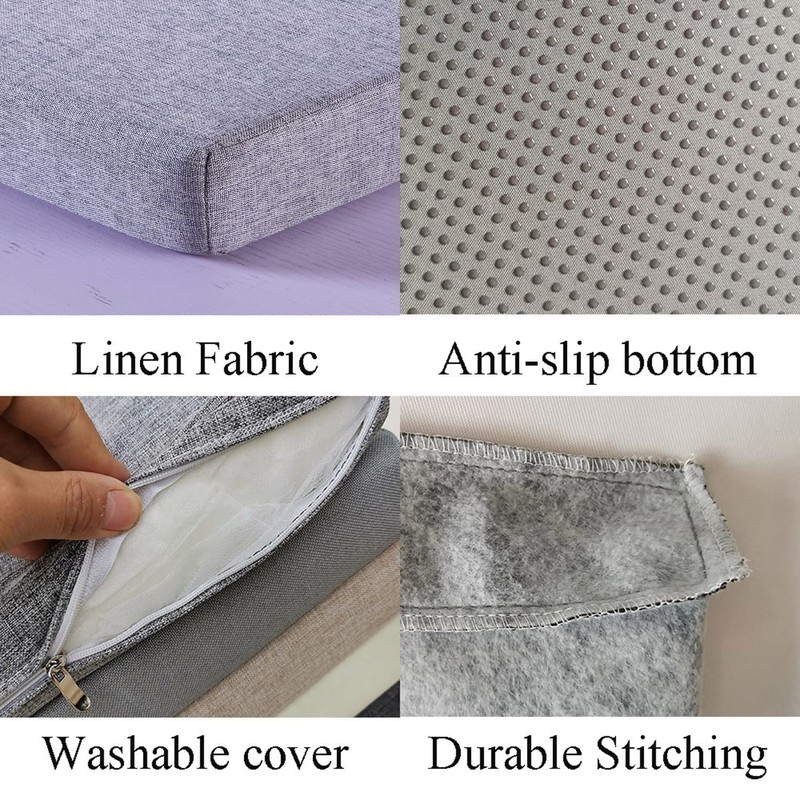 MICUSHION Piano Bench Cushion for Indoor Shoe Storage with Ties