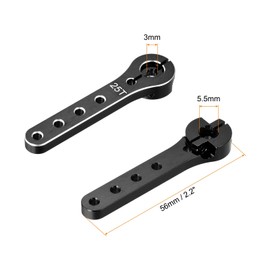 MECCANIXITY Aluminum Servo Horn 25T Extension Steering Arm 56mm Length Black Suitable for DIY RC Car/Boat/AirplanesBoat Model Accessories with M2 & M3 Screws