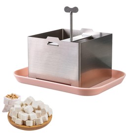 BAKENLON Tofu Press, Tofu Maker Homemade Tofu Press Stainless Steel with Gauze and Drip Tray, Tofu Press Mould Kit for Homemade Tofu, Cheese (12 x 12 x 9 cm)