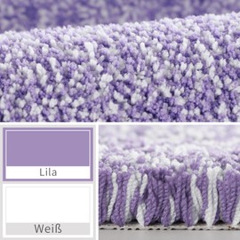 Yimobra Non-Slip Bathroom Rug, Extra Soft and Comfortable, Water-Absorbent, Thick and Machine Washable, Fluffy Bath Mat for Shower and Bathtub, Purple & White, 92 x 61 cm