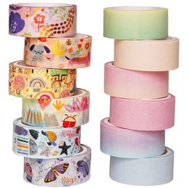 YUBX Masking Tape Set of 12 Cute Washi Tape Nice Painting Gold Foil Stamping DIY Craft Journal Planner Scrapbooking Wrapping Gift Decoration (Rustic Animal)