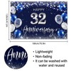 Happy 32nd Anniversary Backdrop Banner Decor Navy Blue – Silver