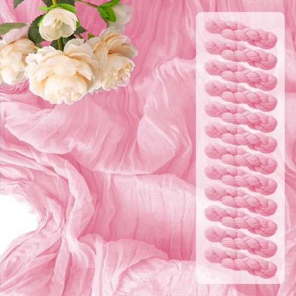 EOINBDTE 12 Pack Pink Table Runner 10FT Cheesecloth Table Runner