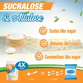 Allulose – Sucralose Blend All Purpose Sweetener – 4X Sugar Sweetness; Total Servings 2268; Zero Calorie Sweetener, Sugar-Free Substitute for Baking, Smoothies, Coffee; Low Carb Keto Diet Friendly Food | 5-LB