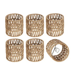 6x Chandelier Shades Clip on Bulb Rattan Lamp Shade Small Boho Shades Replacement Sconce Shade Ceiling Fan Light Covers Woven Lampshade for Hanging Pendant Light Floor Lamps Wall Sconces