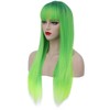 BERON Green Ombre Wigs Straight Long Hair Wigs with Bangs