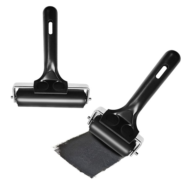 ATB 2.2-inch+4-Inch Rubber Brayer Roller for Printmaking, Removable Print Roller,