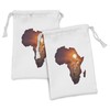 Ambesonne Safari Fabric Pouch Set of 2, African Art Wildlife