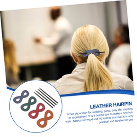 BIUDECO 4pcs Leather Hair Stick Barrette Pu Leather Ponytail Holders for Women Durable Hair Accessories Elegant Design for Daily Wear