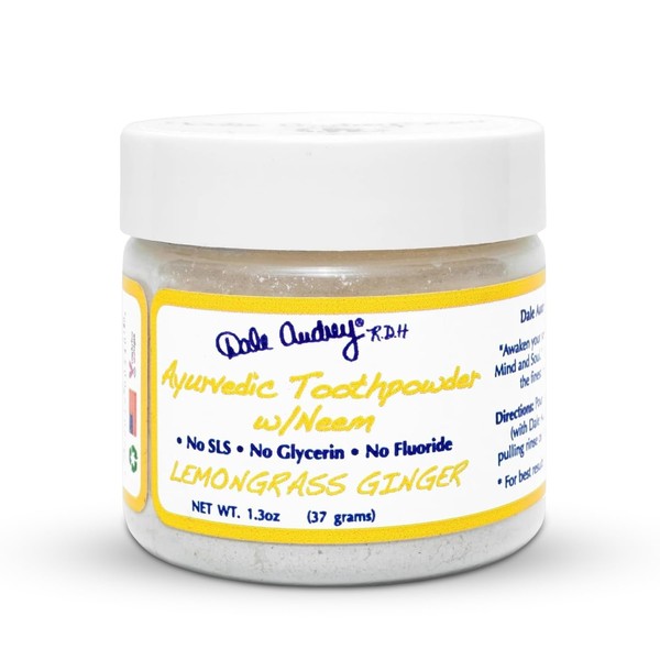 Dale Audrey Ayurvedic Remineralizing Tooth Powder for Sensitive Teeth| Organic Ginger Flavor Teeth Whitening and Fresh Breath | Natural Toothpowder for Gums and Bad Breath (1.3 Oz)