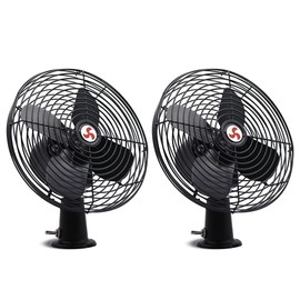 Homdec 12V RV Cooling Fan with 2-Speed Switch, 8.75-Inch Heavy Duty Black Metal Fan, 12Volts Car Fan, use for Auto, Truck, RV, Car, Boat, and Buses