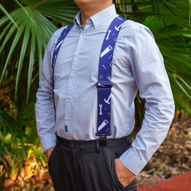 MELOTOUGH Men's Suspenders Fully Elastic 2 inch Wide X back Heavy Duty Work Suspenders (Blue Hand Tools)