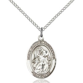 bliss Sterling Silver St Saint Gabriel the Archangel Medal Pendant Necklace 18'' Chain