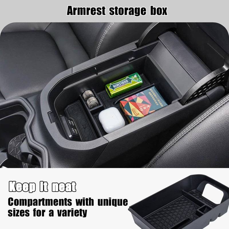 Neepiar 3PCS Center Console Organizer Tray and Armrest Storage Box