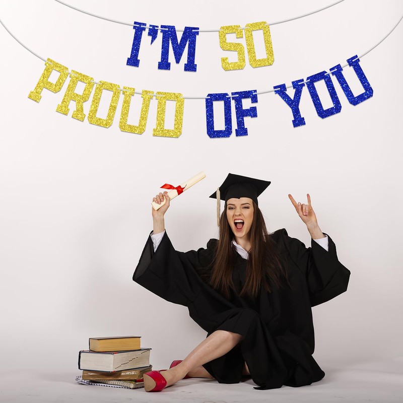 Blue Glitter I'm So Proud of You Banner, So Fucking