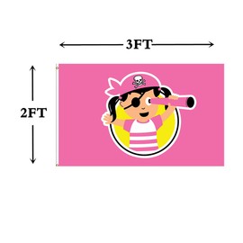 Masquita Pirate Child Girl Flag 2x3FT, Indoor Outdoor Vivid Color Double-Stitched Edges and Young Pirates Flags with 2 Brass Grommets. (2x3-05)