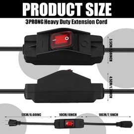 Weewooday 3 Prong Outdoor Extension Cord with Waterproof Switch 1875W Heavy Duty 14/3 SJT Cable Inline On/Off 15A 125V Grounded Outlets Plugs for Appliances (Black, 1.5 ft)