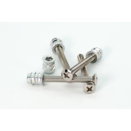 Nickel Plated Bolt-On Neck Guitar Screws and Inserts for Strat, Tele and Bass, Various Sizes, 40 mm, M4 (4 mm), Nickel, M4-40 mm