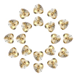 sourcing map 20Pcs Heart Sew on Rhinestone, 10x10mm Heart Crystal Glass Rhinestones Metal Flat Back Gems with Silver Prongs Setting for Crafts, DIY Jewelry, Clothes (Golden Champagne)