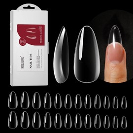 264PCS Clear Medium Almond Nail Tips,ROSALIND Full Cover Clear Fake Nails With Box,12 Size Almond Nail Tips Acrylic False Nail Tips for Nails Extension DIY Nail Art Salon at Home