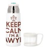 Stainless Steel Thermos Flask with Integrated Cup - Keep Calm