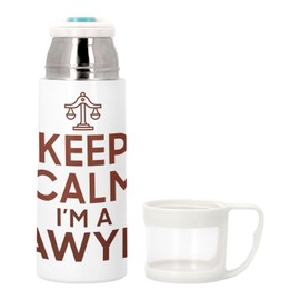 Stainless Steel Thermos Flask with Integrated Cup - Keep Calm I'm a Lawyer Parody Profession Job Avocado - 350ml - Thermos Flask